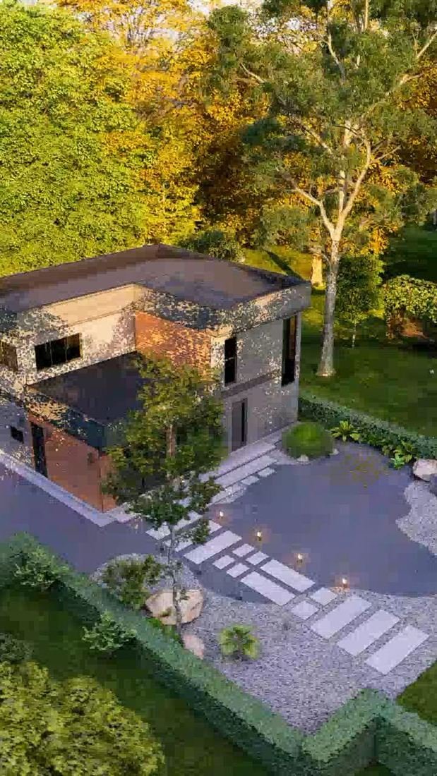 Recorrido aéreo de vivienda en entorno boscoso — DG Ingeniería